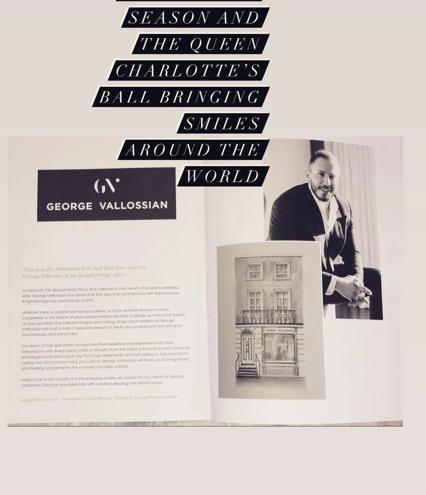 The 2021 Queen Charlotte's Ball programme page naming George Vallossian