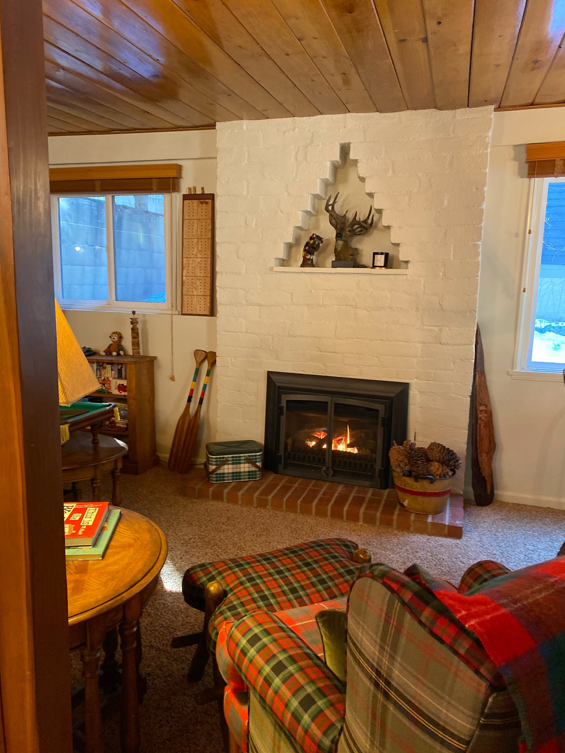and a fireplace