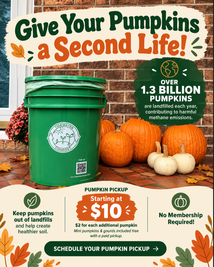 Tidewater Compost seasonal pumpkin pickup promotion