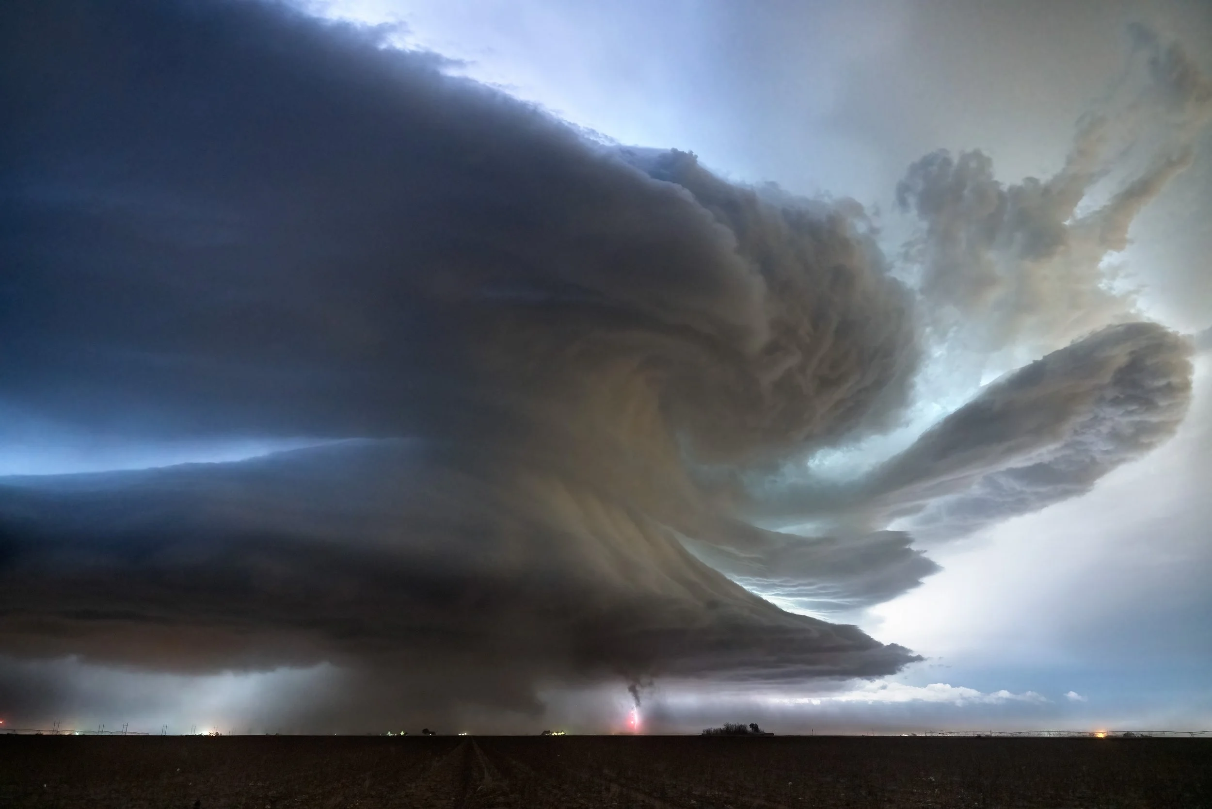 A sculpted night time monster near the town of Levelland, TX 