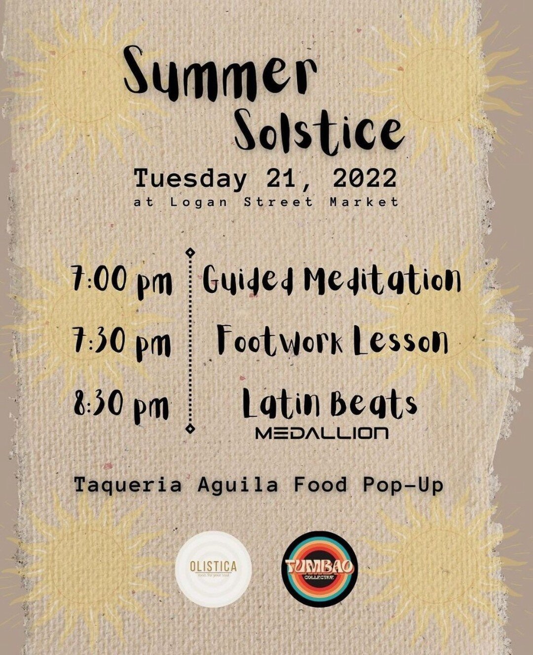 TONIGHT! Come celebrate the Summer Solstice with @tumbaocollective  @o.listica  @djmedallion and @taqueria.aguila! 🌞✨ 

Come early and make time to shop around with our amazing vendors!

======
#Louisville #LouisvilleEvents #VisitLouisville #SummerS