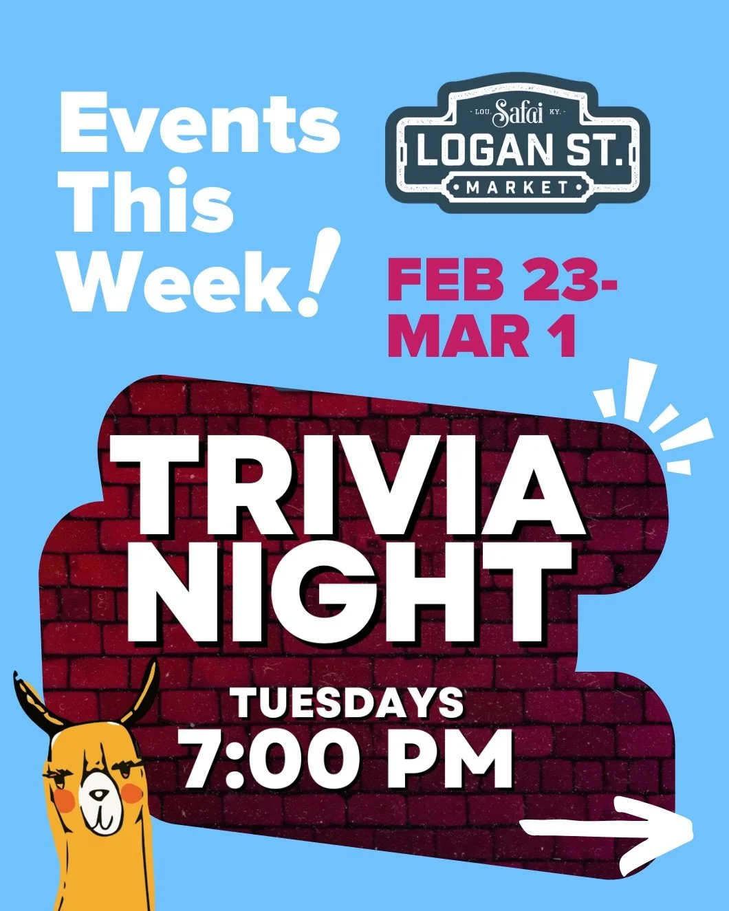 ✨ This week at the market ✨
🧠 Trivia Tuesdays with @notrockettrivia 
🛍️ Pop-up vendors this weekend you don&rsquo;t wanna miss
Good food, good vibes, and a reason to leave the house. See you soon 👀
#502 #louisville #shoplocalky #shoplocalkentucky 