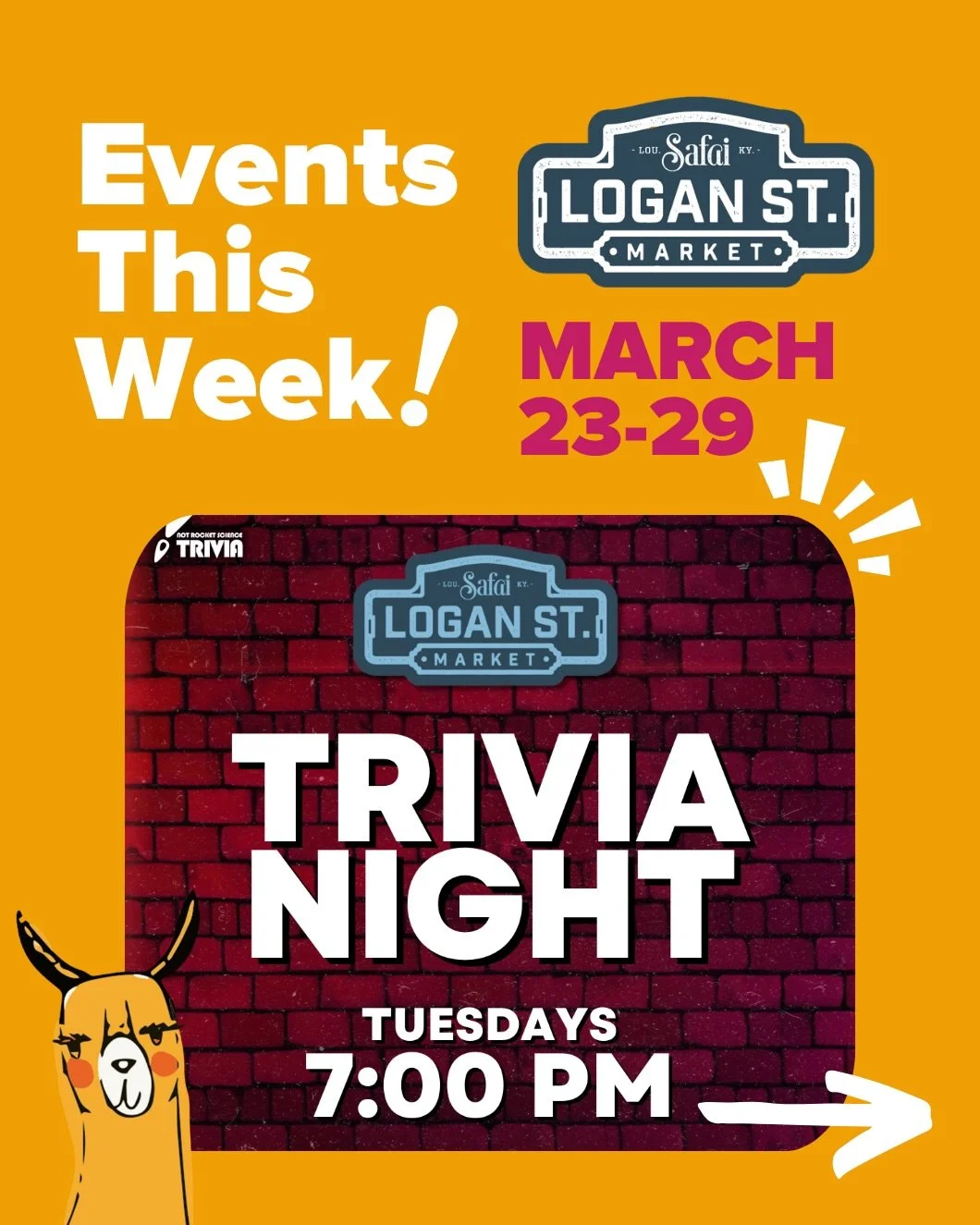 🍲Your weekly excuse to not cook >>
Logan Street Market is stacked with Trivia Tuesdays, a full arcade, food, drinks, and endless shopping, all👏week👏long👏

🛍️Pull up, bring a friend, stay longer than you planned.

#502 #louisville #shoploca
