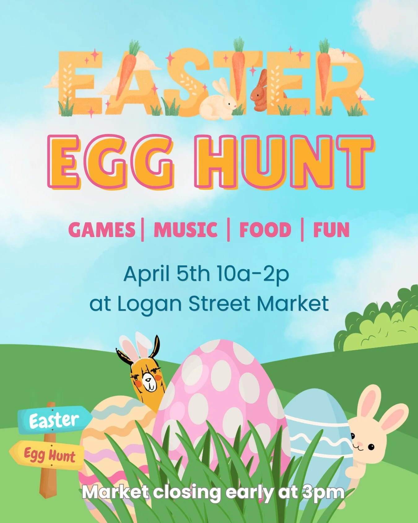 💐The eggs are hiding&hellip; are you ready? 🐰🥚
Hop over to Logan Street Market for our annual Easter Egg Hunt!

✨ Games | Music | Food | Fun✨
📅 April 5th | ⏰ 10AM&ndash;2PM

Bring the whole crew + don&rsquo;t forget your basket 🧺
Market closes e