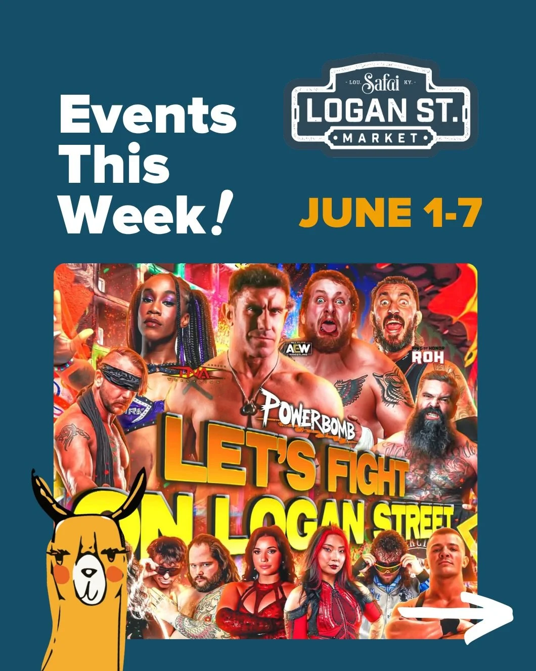 This week at Logan Street Market:

💥 Powerbomb Wrestling takes over the market on Saturday at 2 PM
🛍️ Shop local with our pop-up vendors all weekend long
🍻 Grab a drink, a bite to eat, and make a day of it

See you at Logan Street Market.