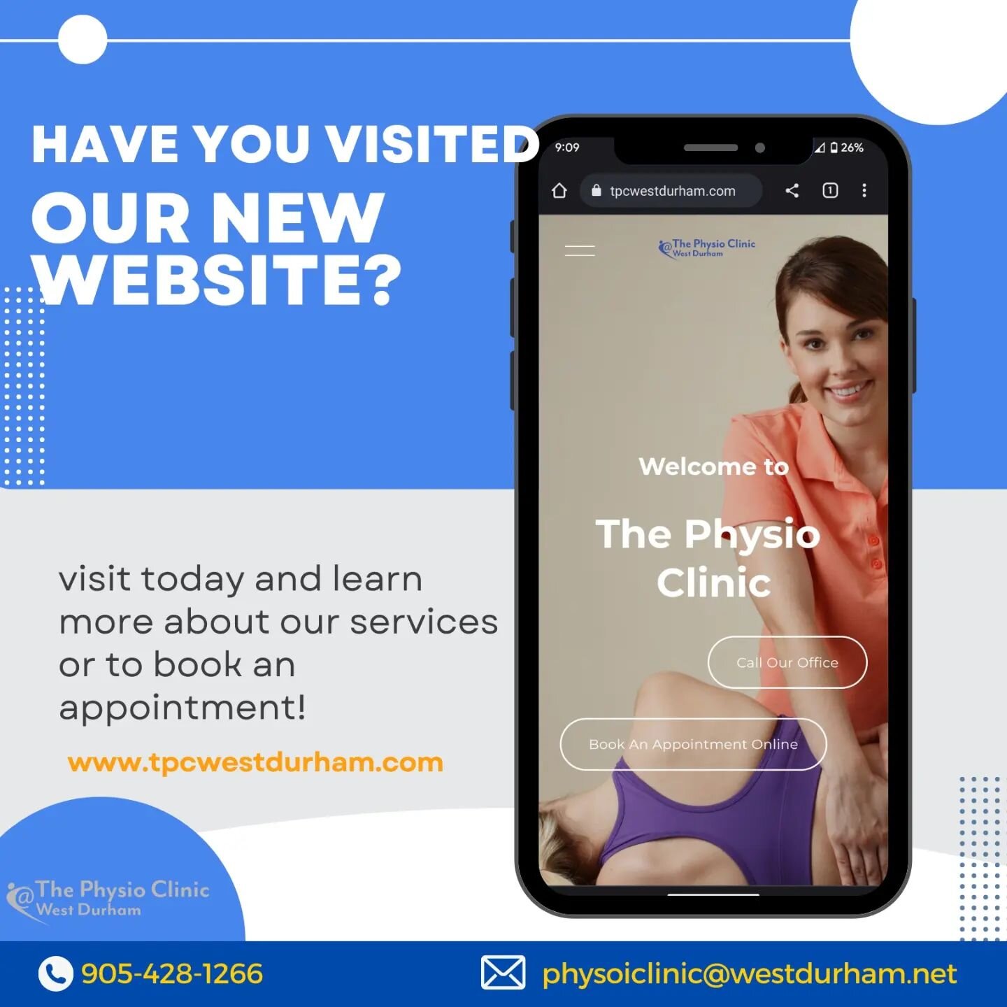 Have you visited our new website?

Explore our newly redesigned website and learn more about each of our services, clinic information, or book an appointment online!

Link in bio!

Contact us today to learn more about our services!
👇
905.428.1266
ph