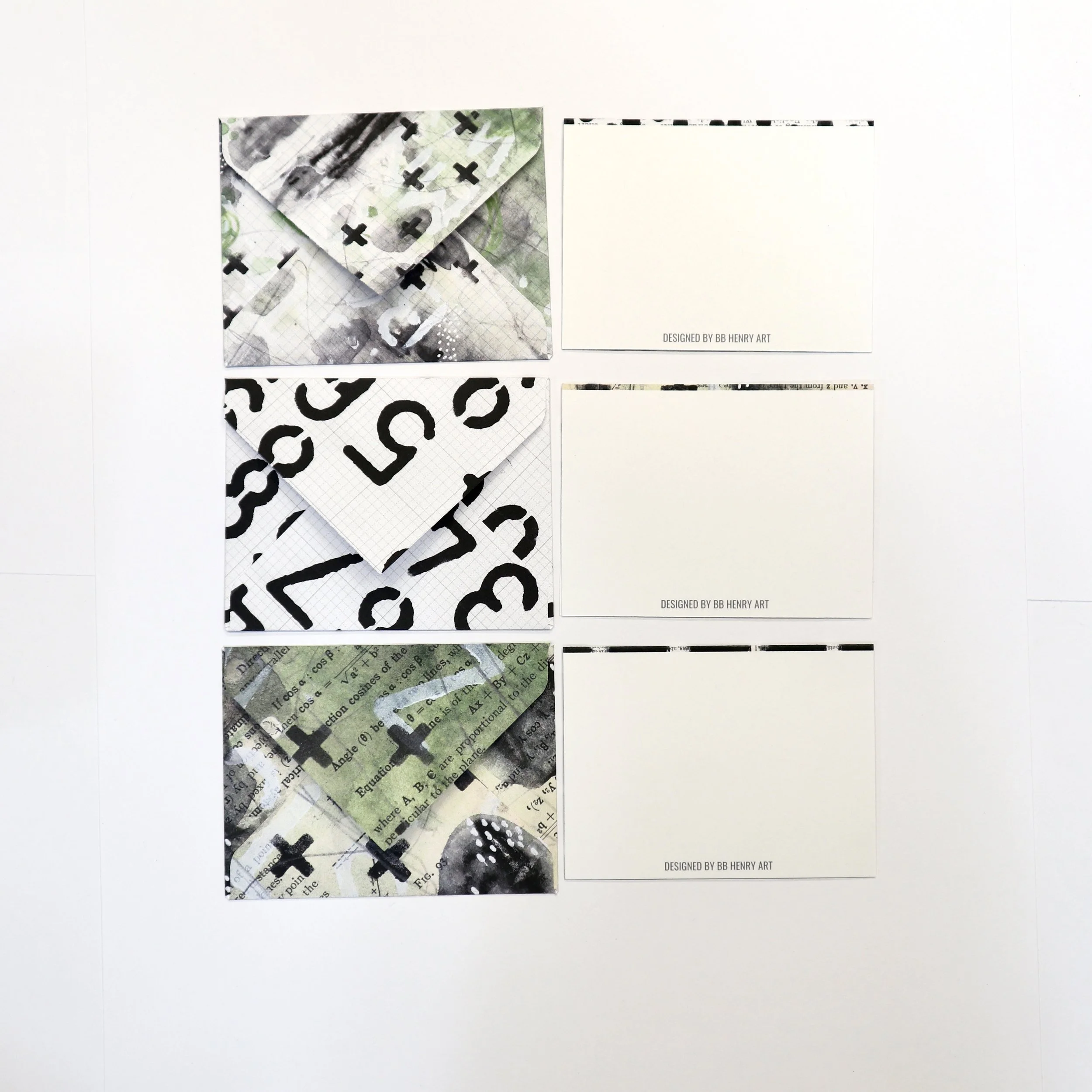 3x4 Green Cards & Envelopes Stationery (1) — BB Henry Art
