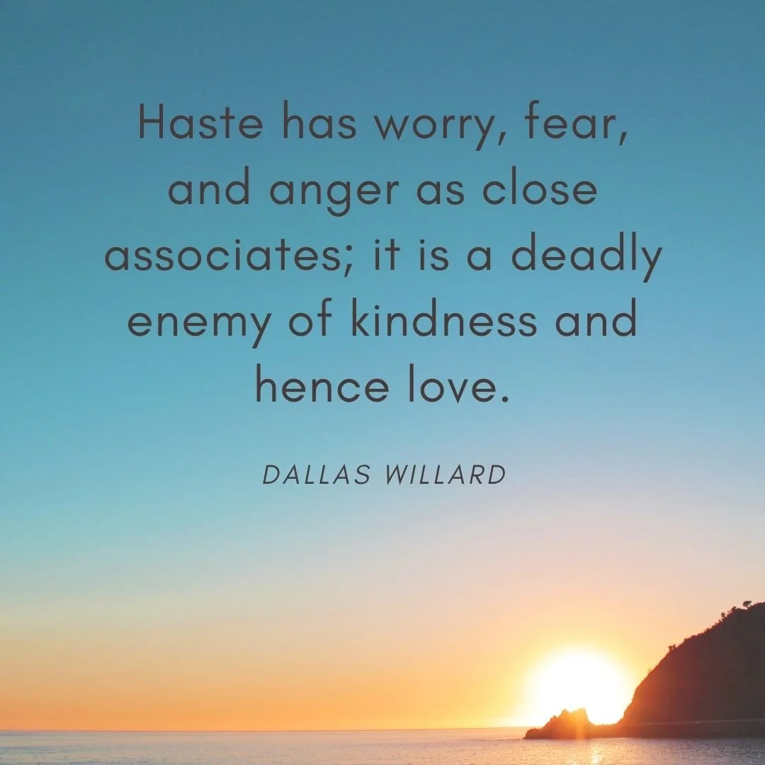 Haste has worry, fear, and anger as close associates; it is a deadly enemy of kindness and hence love..jpg