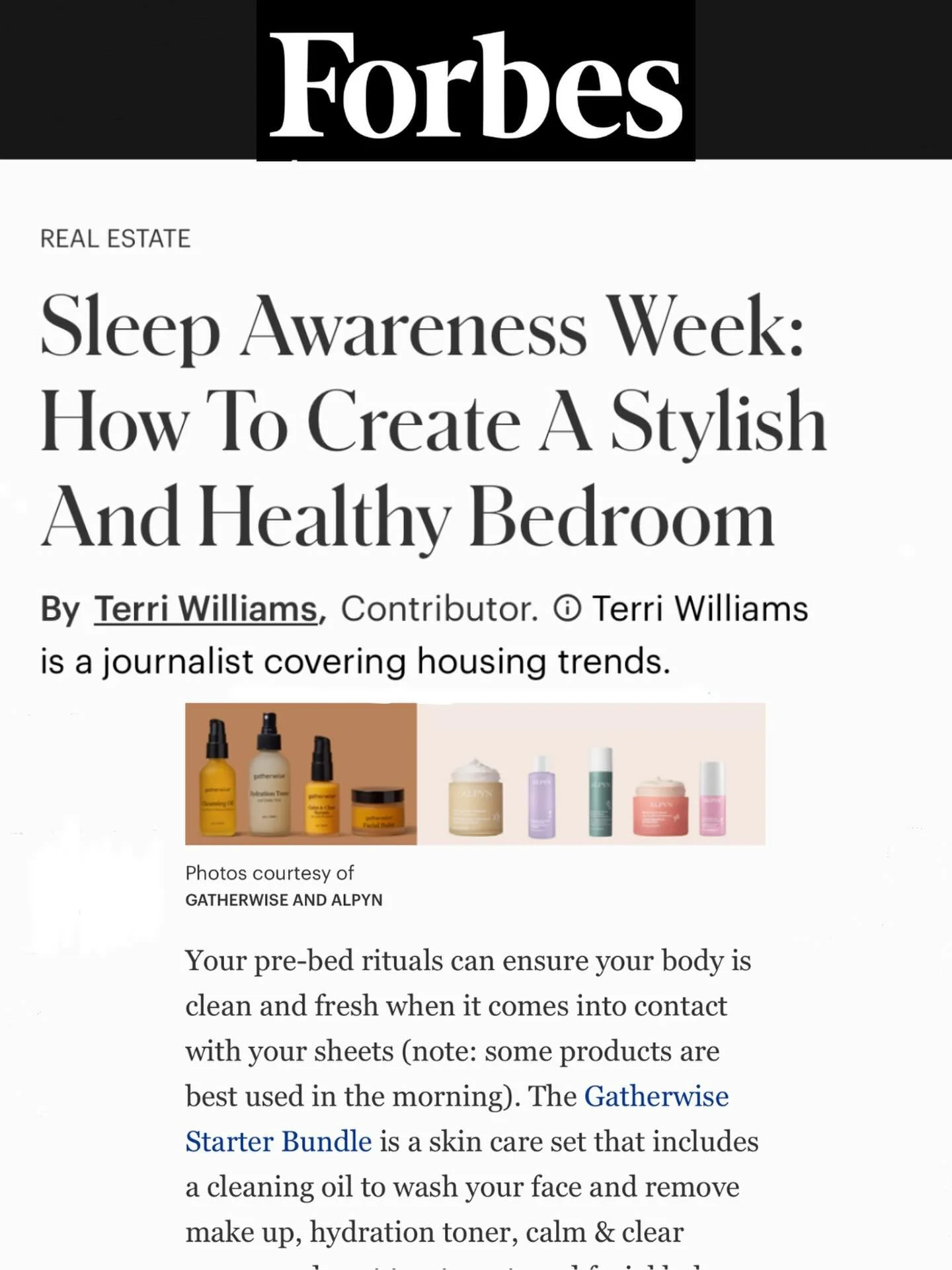 THIS ✨⭐️🤩🥰🥳
.
Gatherwise was just featured in @forbes during Sleep Awareness Week &mdash; highlighting simple ways to create a calming nighttime routine, and including our farm-grown skincare as part of that ritual. 

Seeing our little brand &mdas