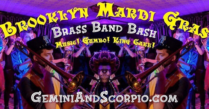 Mardi Gras isn&rsquo;t over yet!!! We&rsquo;re thrilled to be opening up @gemini_scorpio Brass Band Bash Saturday 3/4! We&rsquo;ll be opting up the festivities at 10pm, followed by the ILLUSTRIOUS @newheightsbrassband at 11 and the ICONIC @ltrainbras