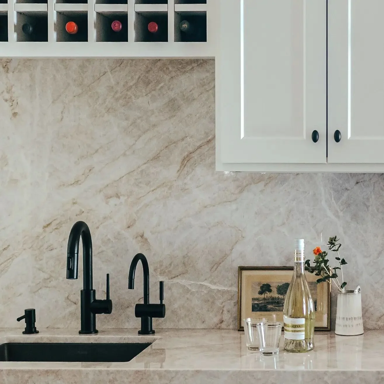 This quartzite turned out so lovely for countertops and backsplash on this project. The beauty of the natural stone adds so much depth, luxury, and warmth to the space. 
#theyellowchair 
#kitchendesign #remodel #quartzite #naturalstone #interiordesig
