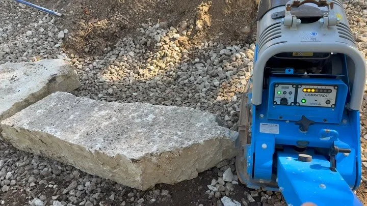 Before, during, and after.  Outcropping retaining wall install around a driveway. #outcropping #retainingwall #limestone #engcon #hardscaping