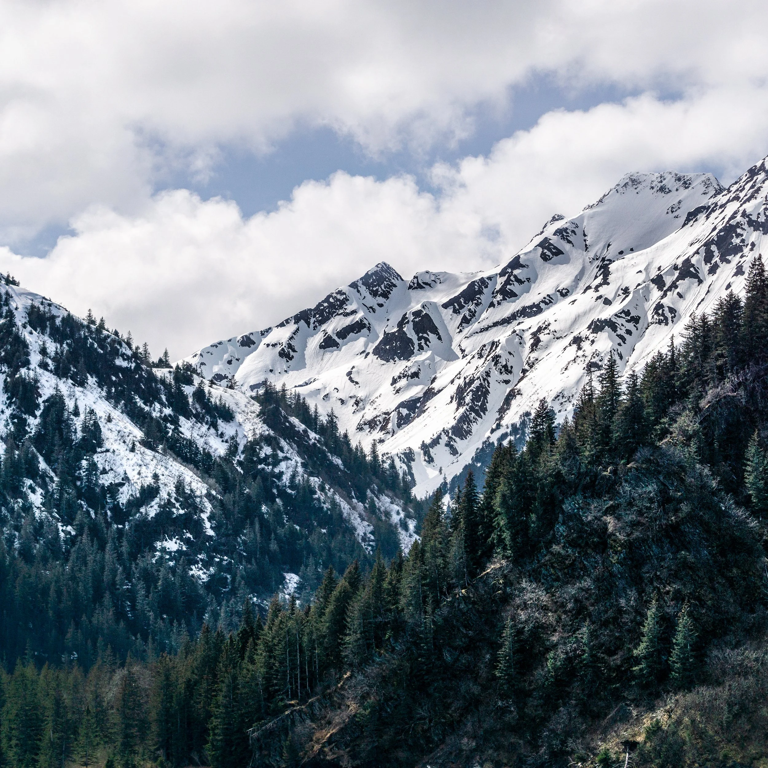 Snowcapped mountains at Kenai Fjords National Park 