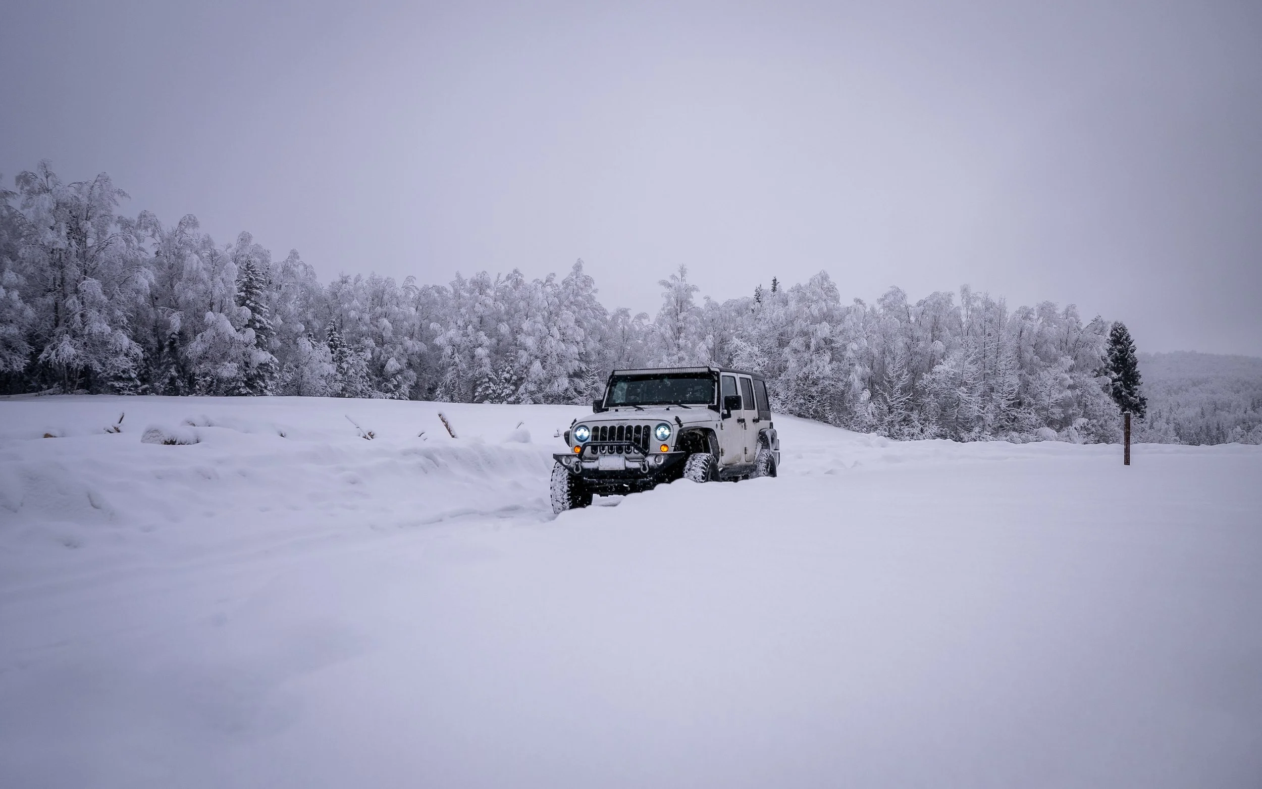 Winter driving in Alaska. 