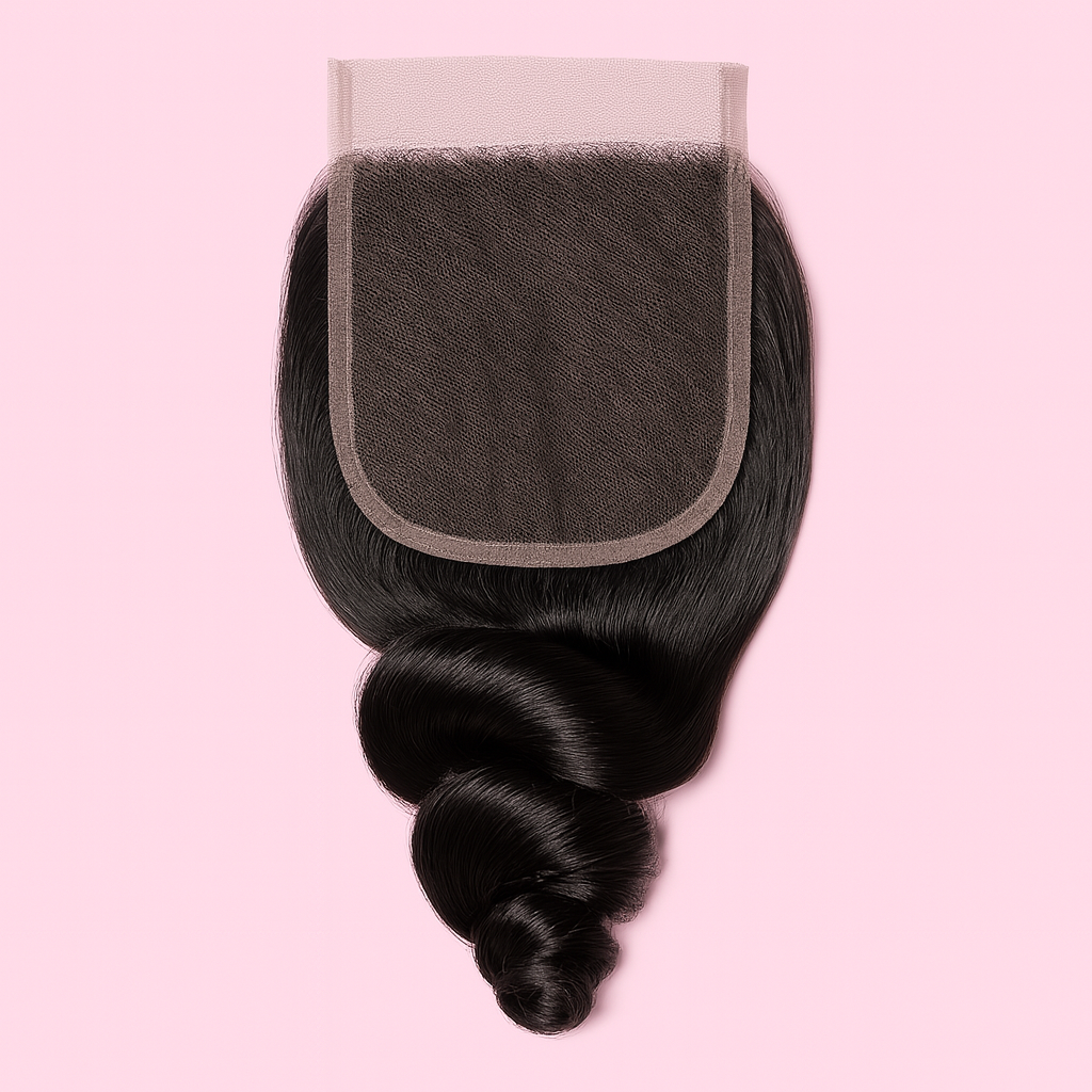 Human Hair Closures:  Swiss Lace Brazilian Closure – Loose Wave