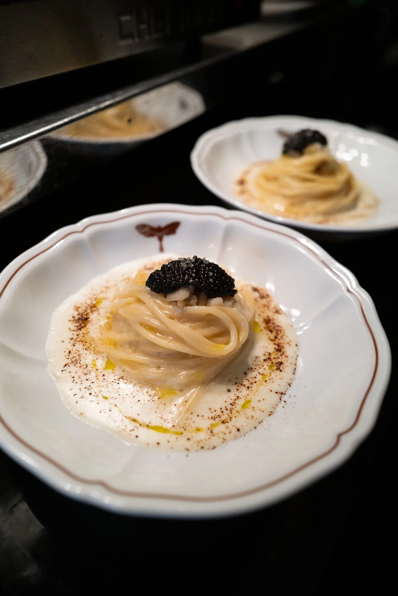 spaghettone felicetti with parmigiano cream and caviar