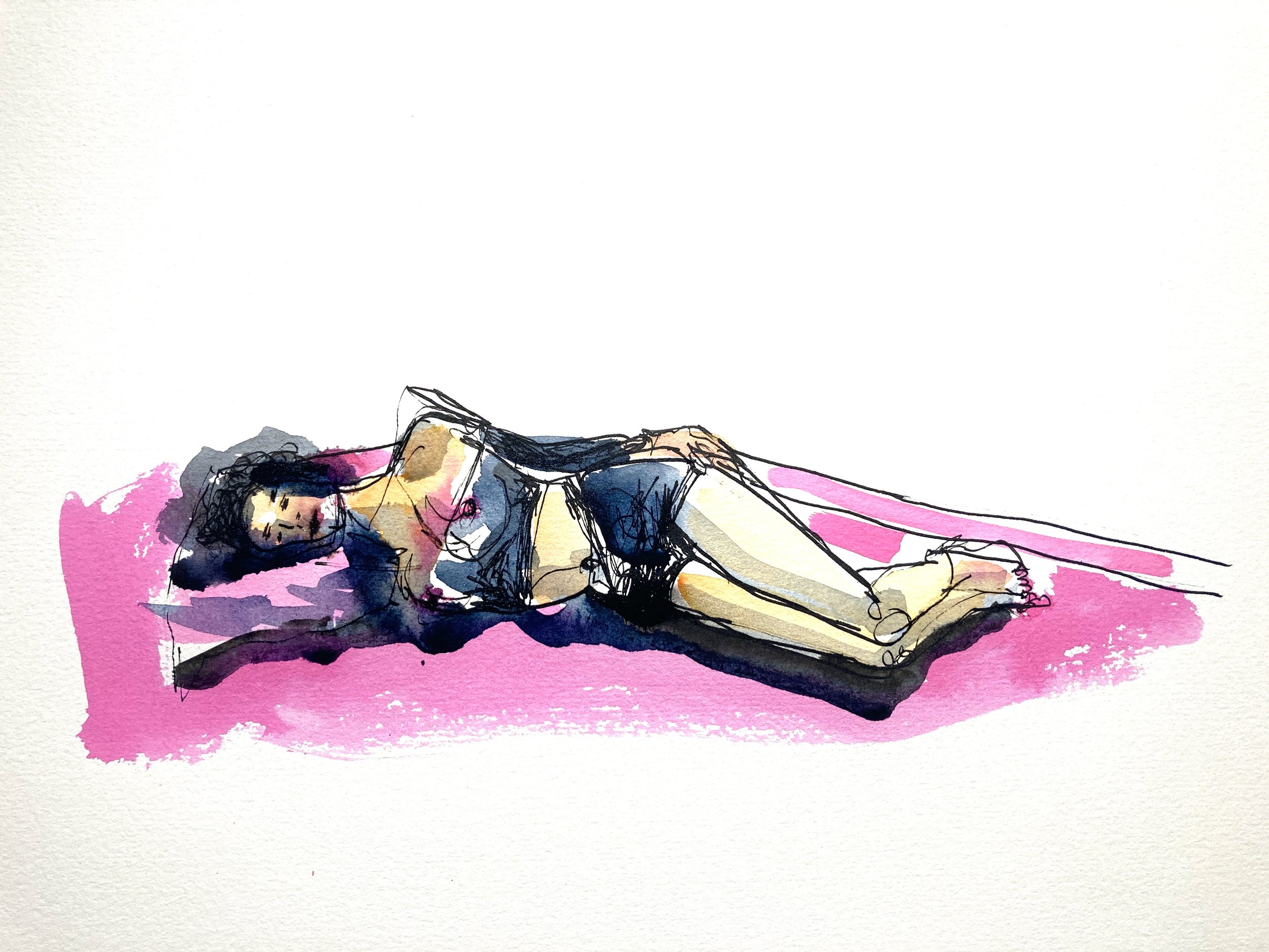 Jay X lying on one side