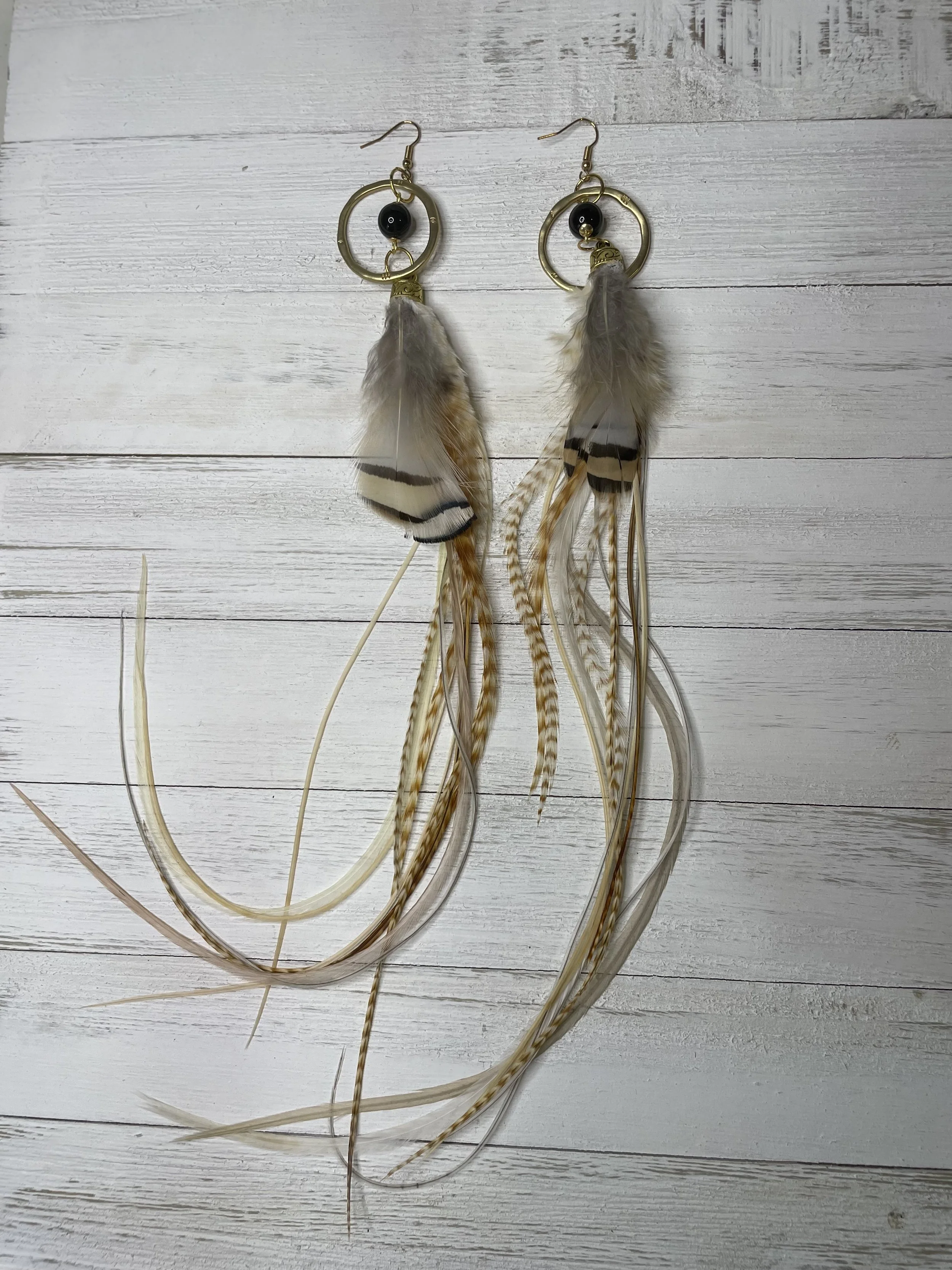 Vanilla Blonde ~Long Feathered Earrings