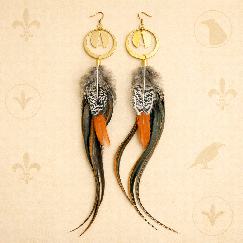 Gold with Golden Long Dark Feathers