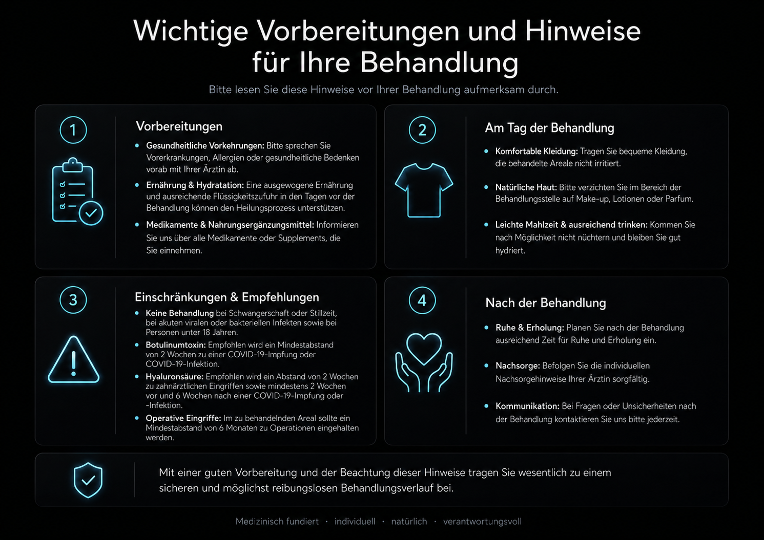 Wichige Vorbreitungen und Hinweise für Ihre Behandlung