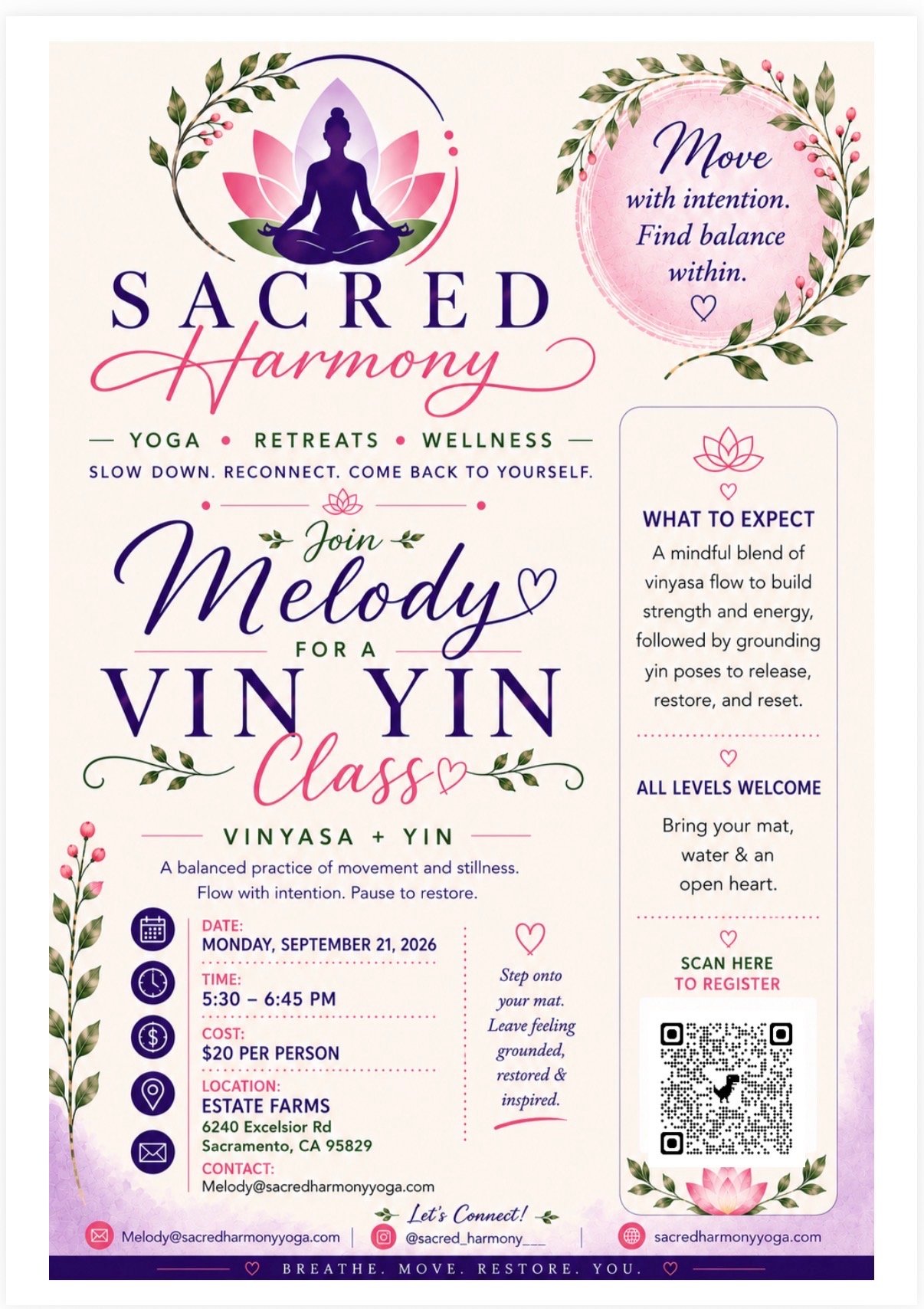 Sacred Harmony: Vin Yin Class (Yoga)