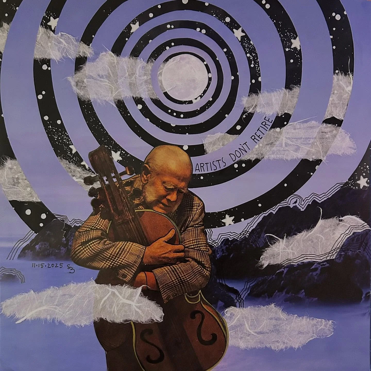 &ldquo;ART FOR ARTISTS&rdquo; 12x12 hand cut #almostdailycollage made with magazine clippings, ink, metallic ink, vintage glow in-the-dark wall paper and mango paper. $95 available on my website. Link in bio. #analogcollage #artist #c_expo