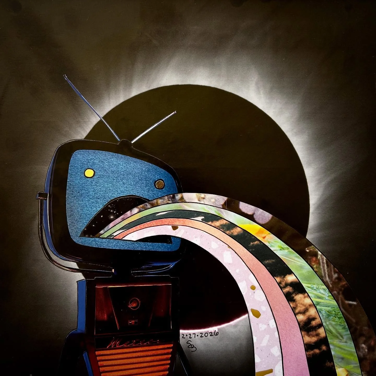 Sometimes I just want to turn my brain off and get involved with imaginary television problems instead of my own problems in real life🫣. &ldquo;COMFORT OBJECT&rdquo; 12x12 hand cut #almostdailycollage made with magazine clippings, cardstock, metalli