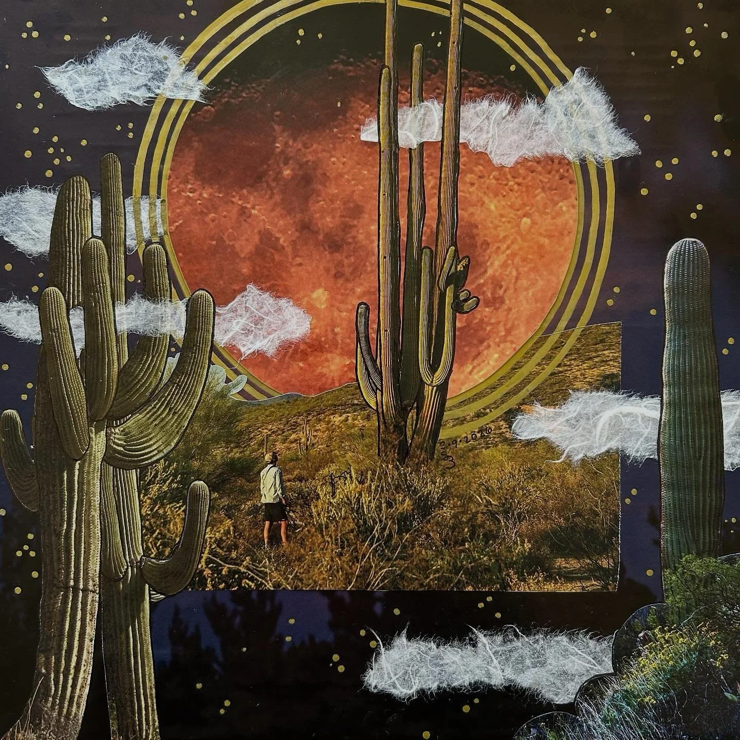 I should really do more saguaro collages. This one sold before I could even post it. 😱 Let me know if you&rsquo;d like to be notified when I have prints available. 
&ldquo;EARTHLY LANDSCAPE&rdquo; 12x12 hand cut #almostdailycollage made with magazin