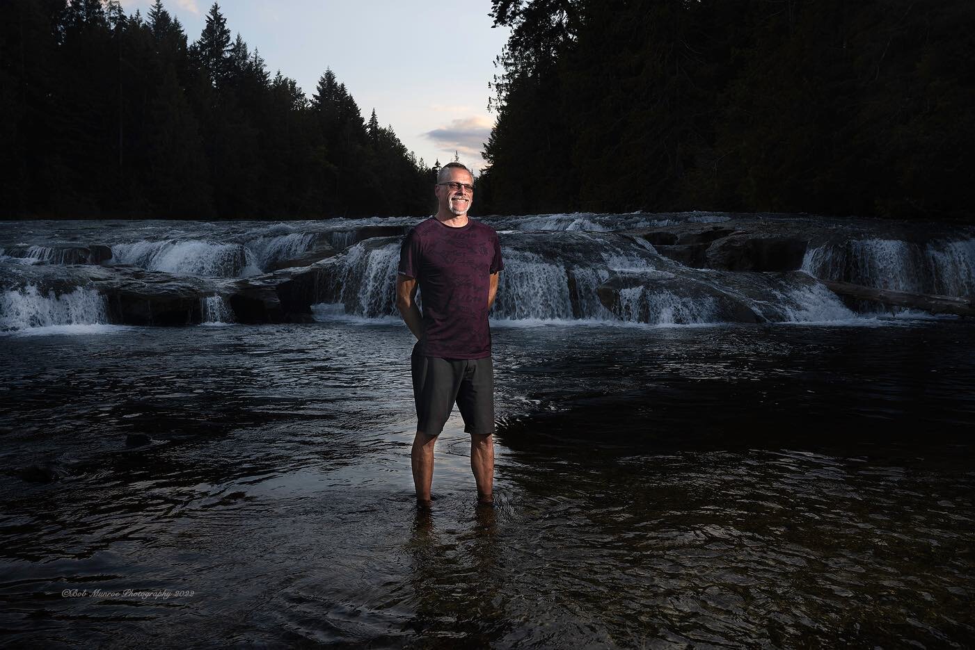 While I was on Vancouver Island in British Columbia I took my sister Linda and her spouse Darcy to Nymph Falls for an evening photoshoot. I used a NikonZ7 with 24-70 lens and a Godox 200w strobe. For you camera nerds, f/5.6, ISO 160 and speed 1/125 #