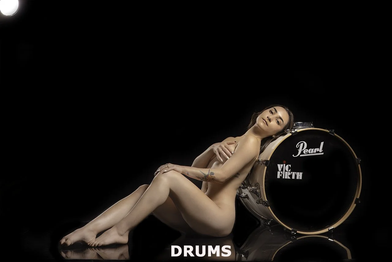 Alyssa (25) All girl band drummer. Shot in studio, Barrie, September 2021