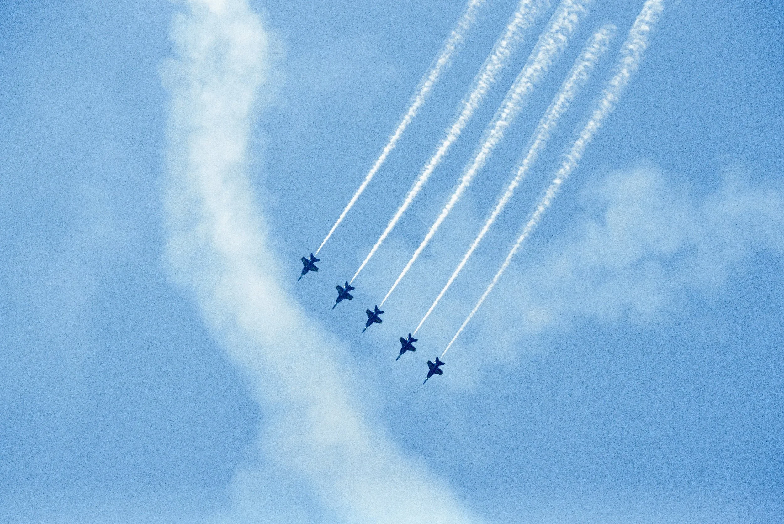 The Blue Angels flying in formation