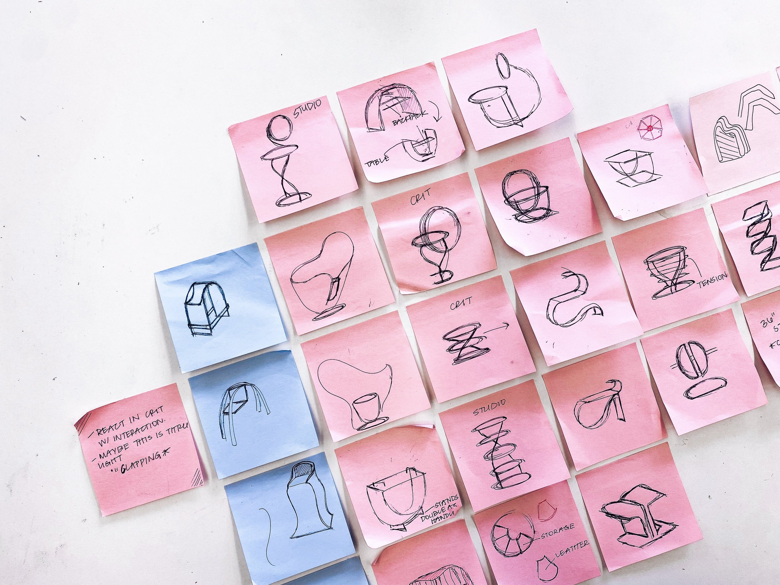 Stool design thumbnailing + ideation.
