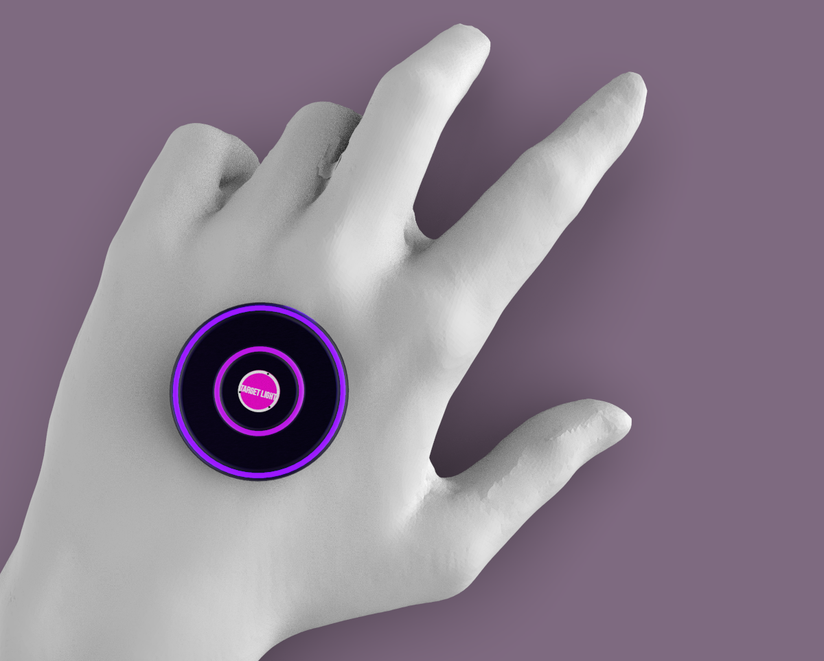 A wearable interactive art piece modeled on a 3D scan of a hand. 