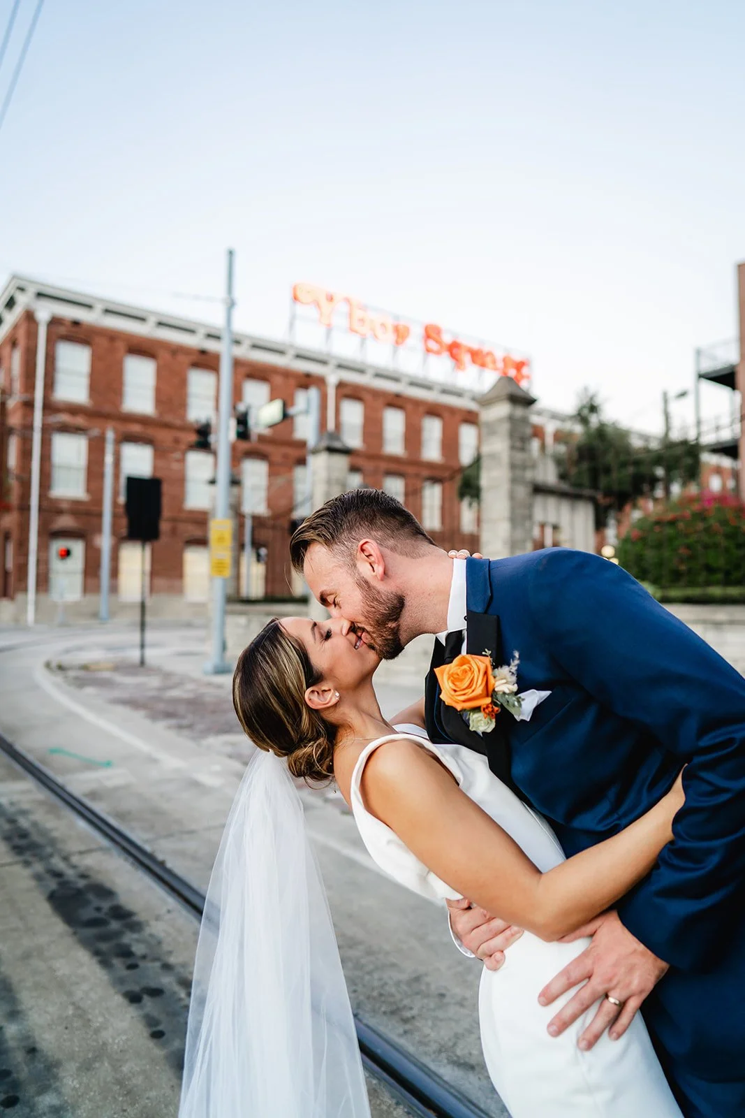 wedding couple in ybor city, tampa