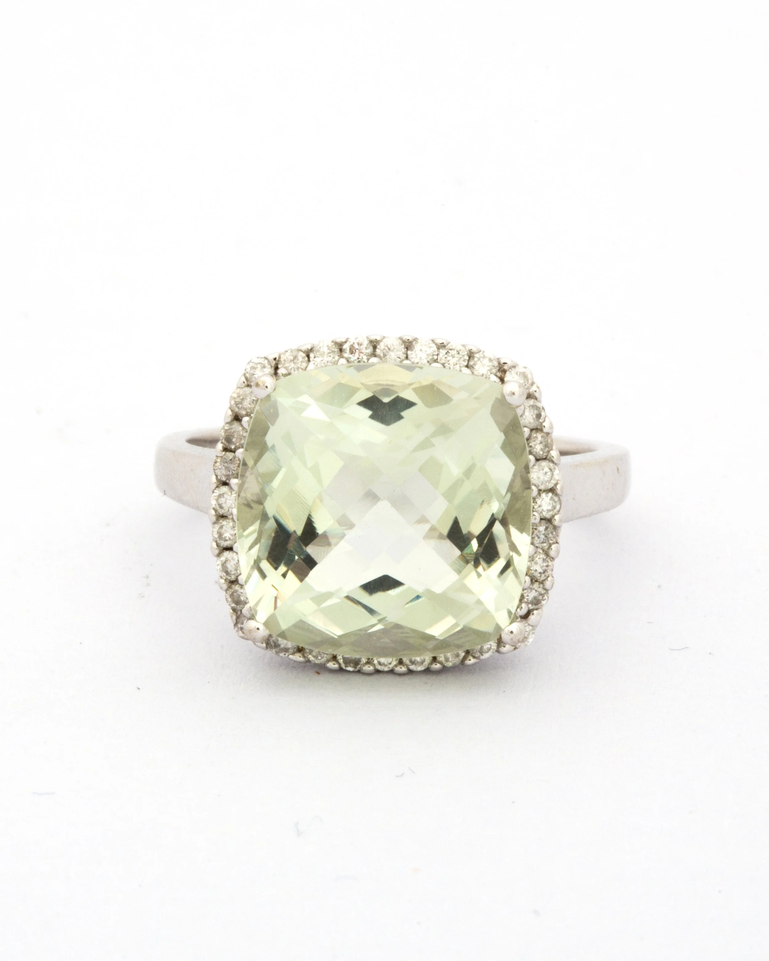 14K White Gold, Amethyst and Diamond Cocktail Ring