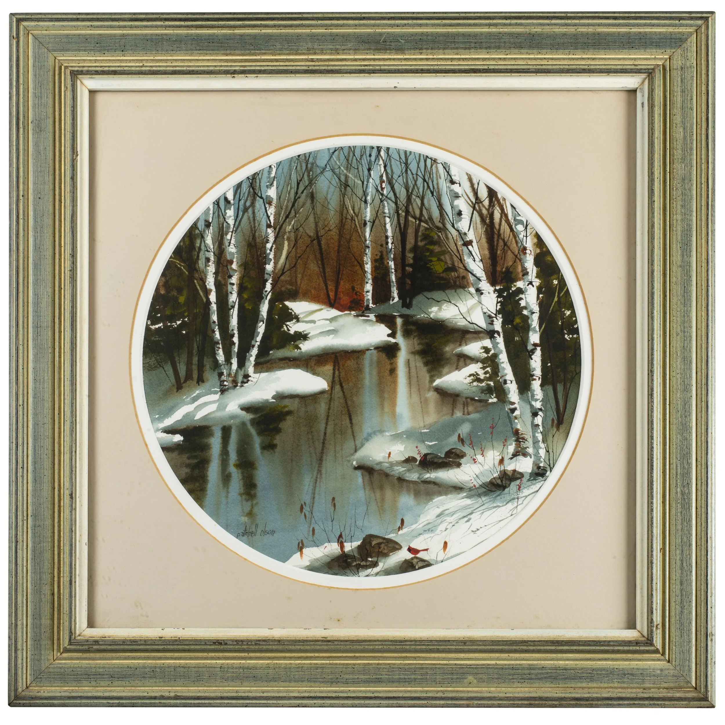 Denise Patchell-Olson (1938-2005) Winter River Twilight, Watercolor Painting