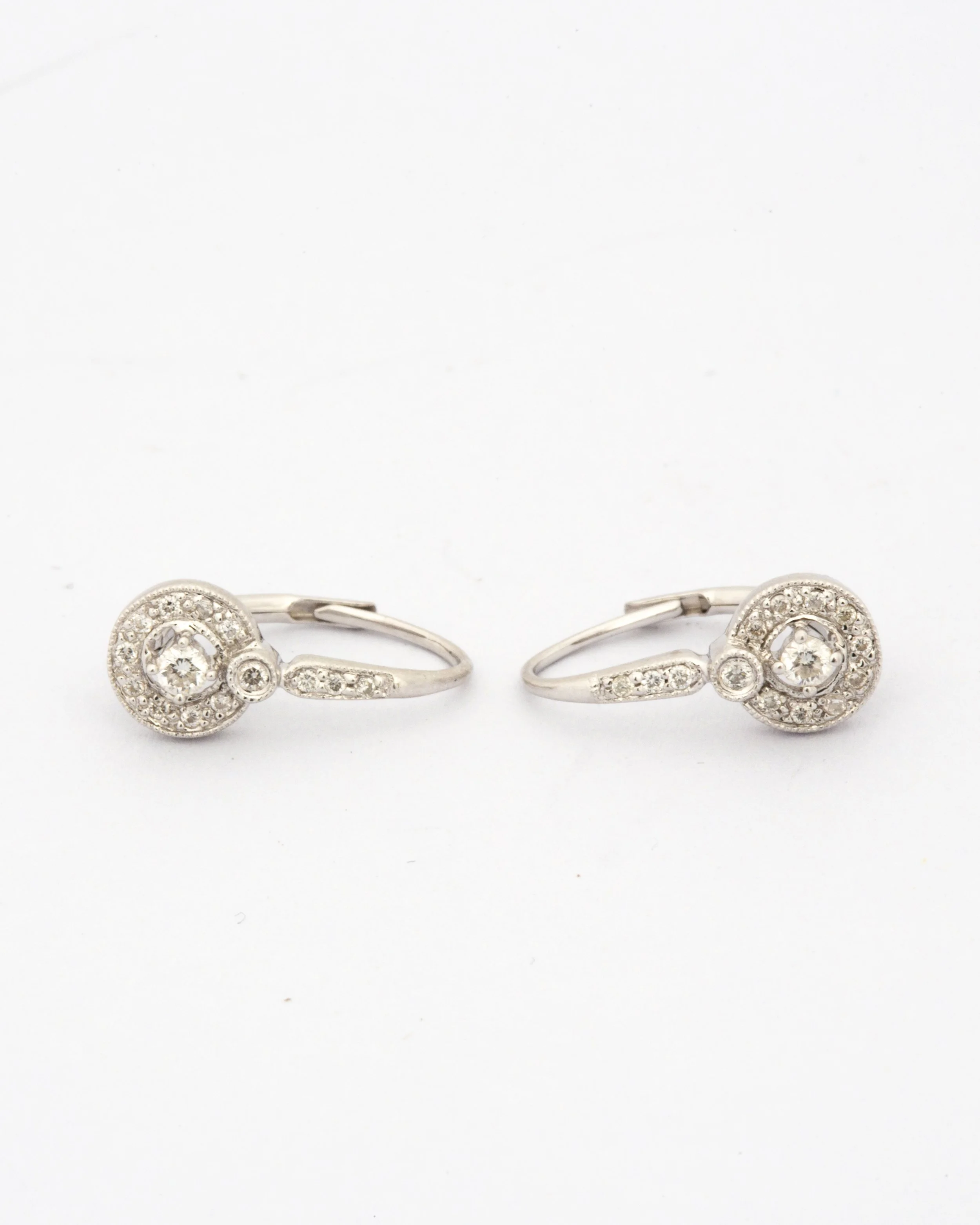 14K White Gold and Diamond Drop Earrings