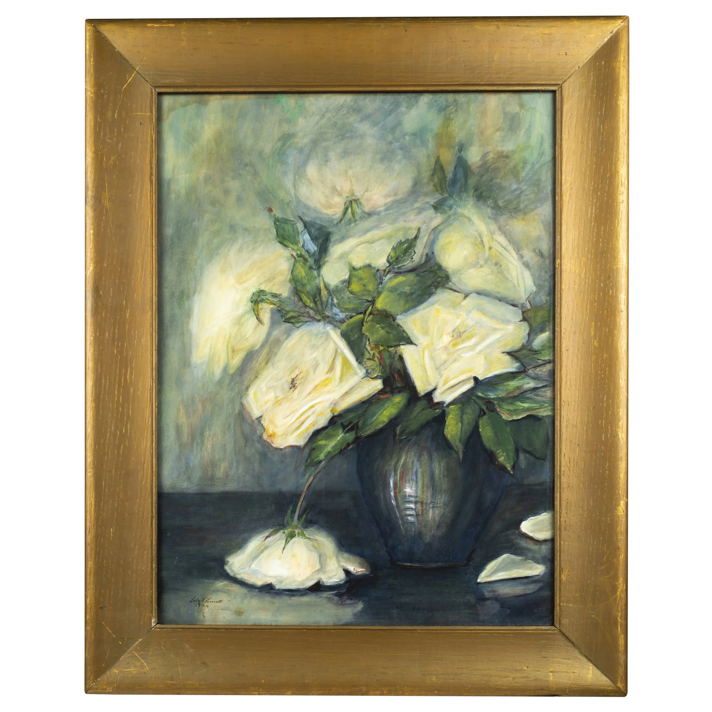 Antique Floral Still Life of Roses by Lela E. Everett, 1926