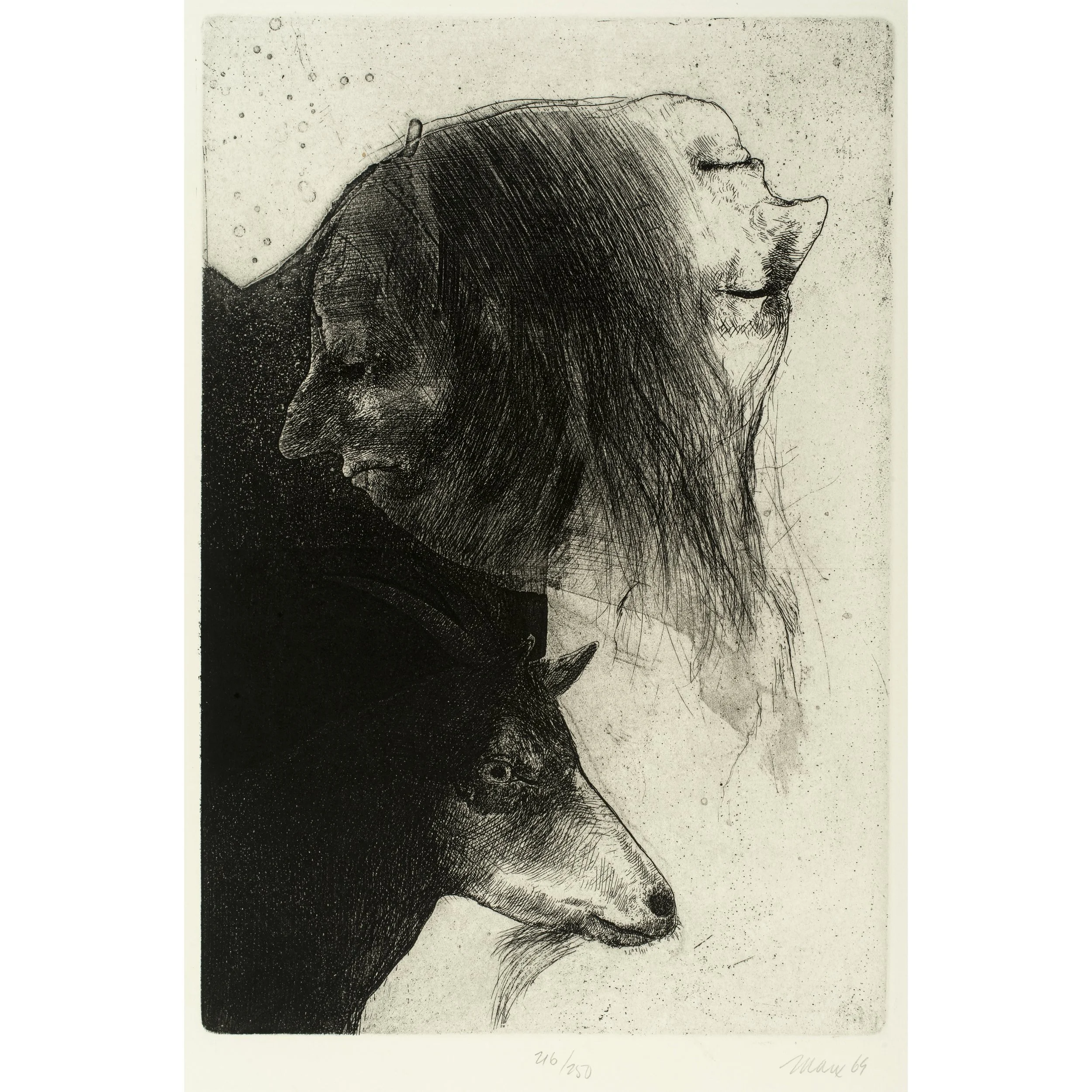 Signed Etching, Robert E. Marx (1925-2020) Janus and Goat, 1965, 216/250