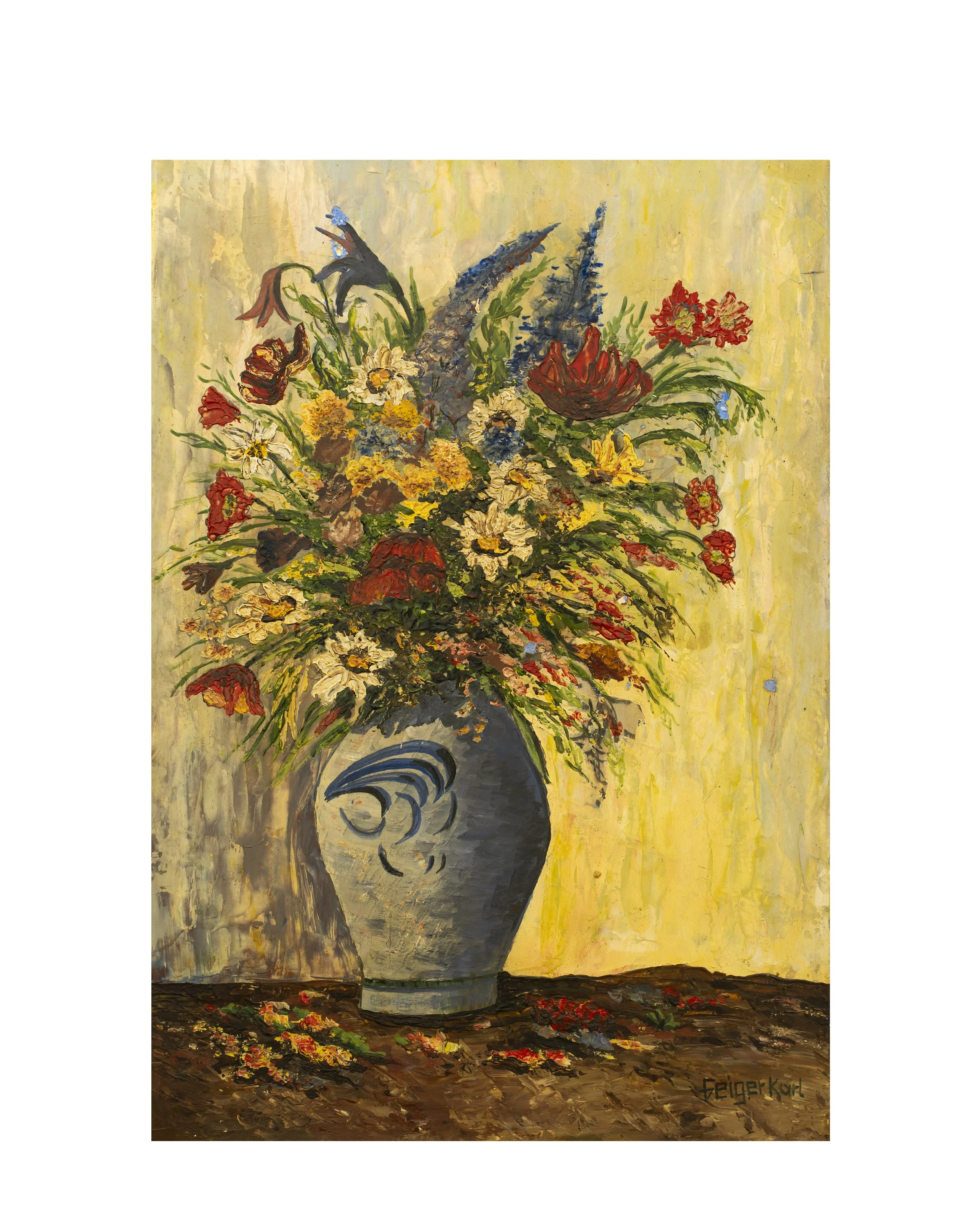 Mid Century Expressionist Still Life of Flowers