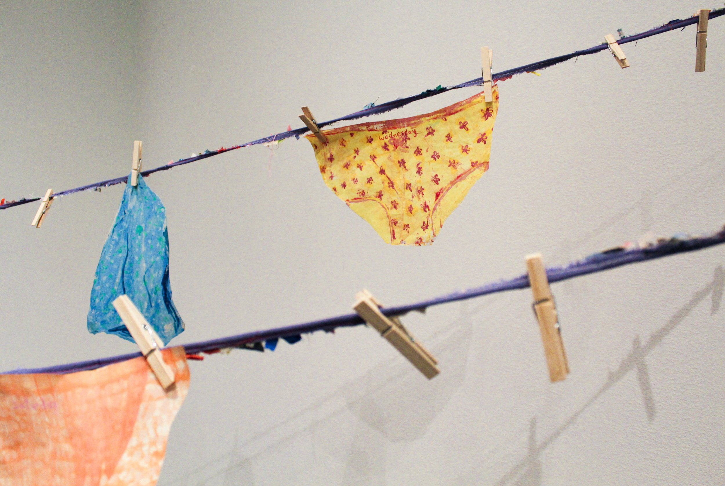 Every Single Day (undies); monotype on various papers; 2024