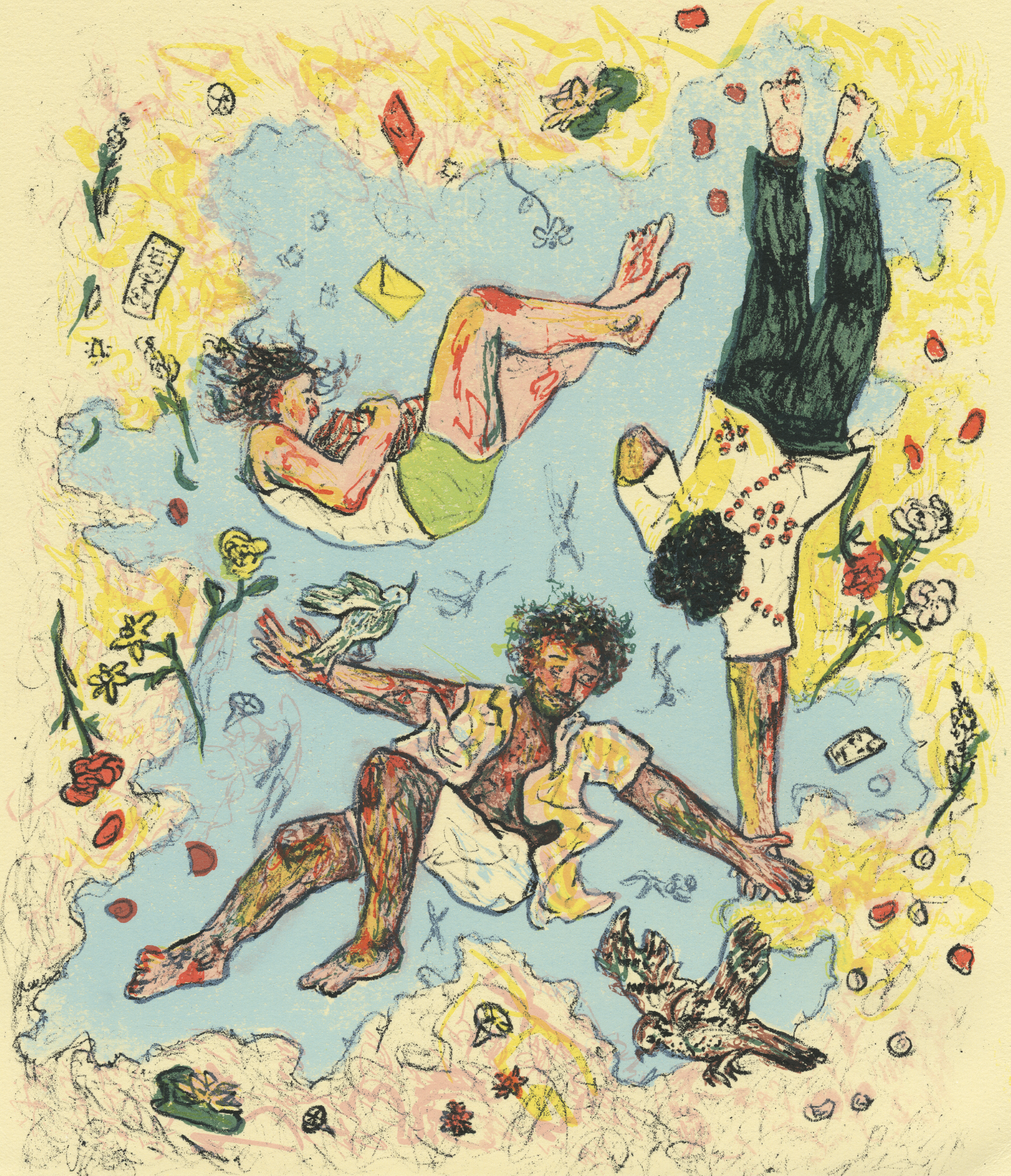 We could outstretch our arms (world of empire); lithograph and screenprint; 2025; 8x10 in.