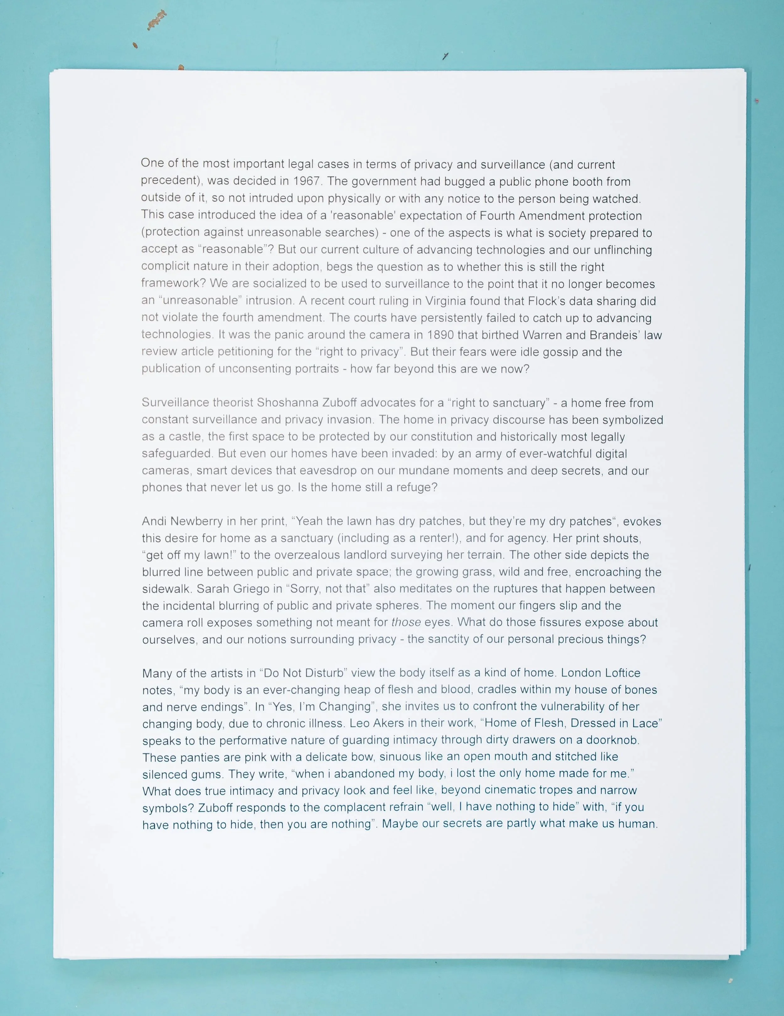 Exhibition text written by Rory Fitzgerald Bledsoe