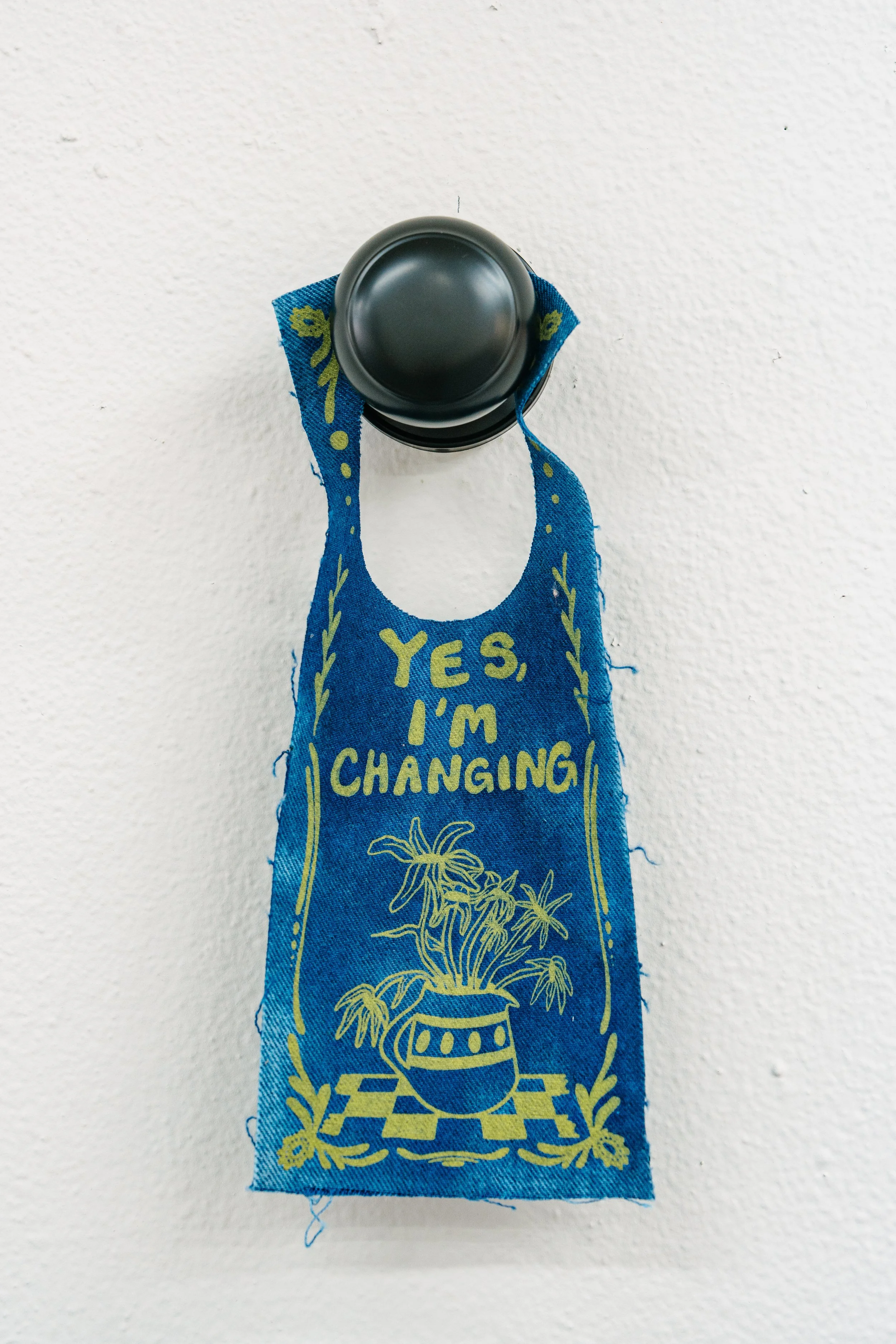 London Loftice; "Yes, I’m Changing"; screenprint on recycled fabric