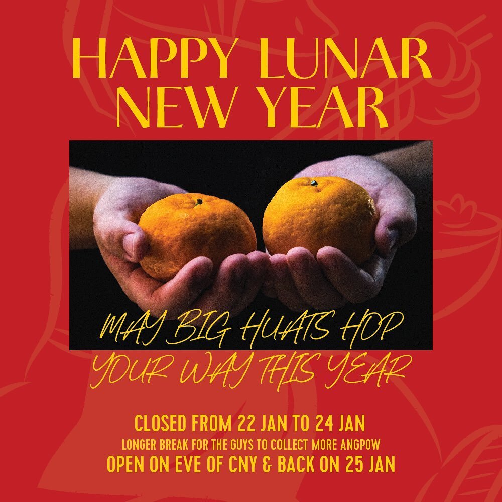 MAY YOU HOP INTO THIS LUNAR NEW YEAR WITH 🧧🧧BIG HUAT ENERGY AND 🍊🍊GREAT PROSPERITY!

LOVE,
TEAM SANDO