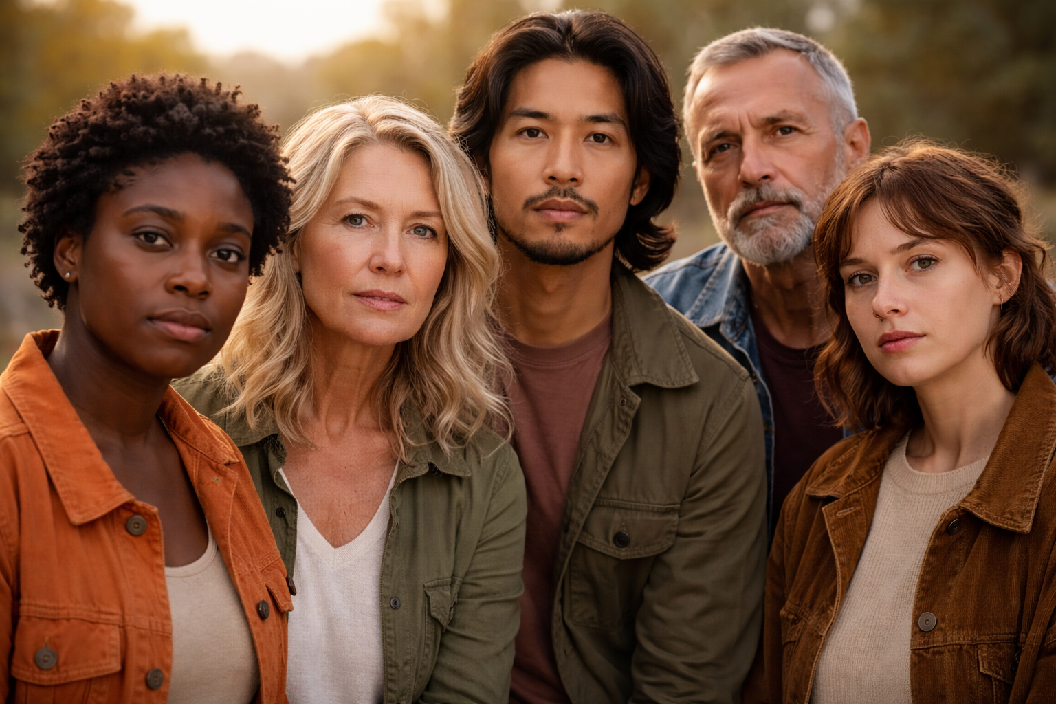 with trees and a sunset in the background