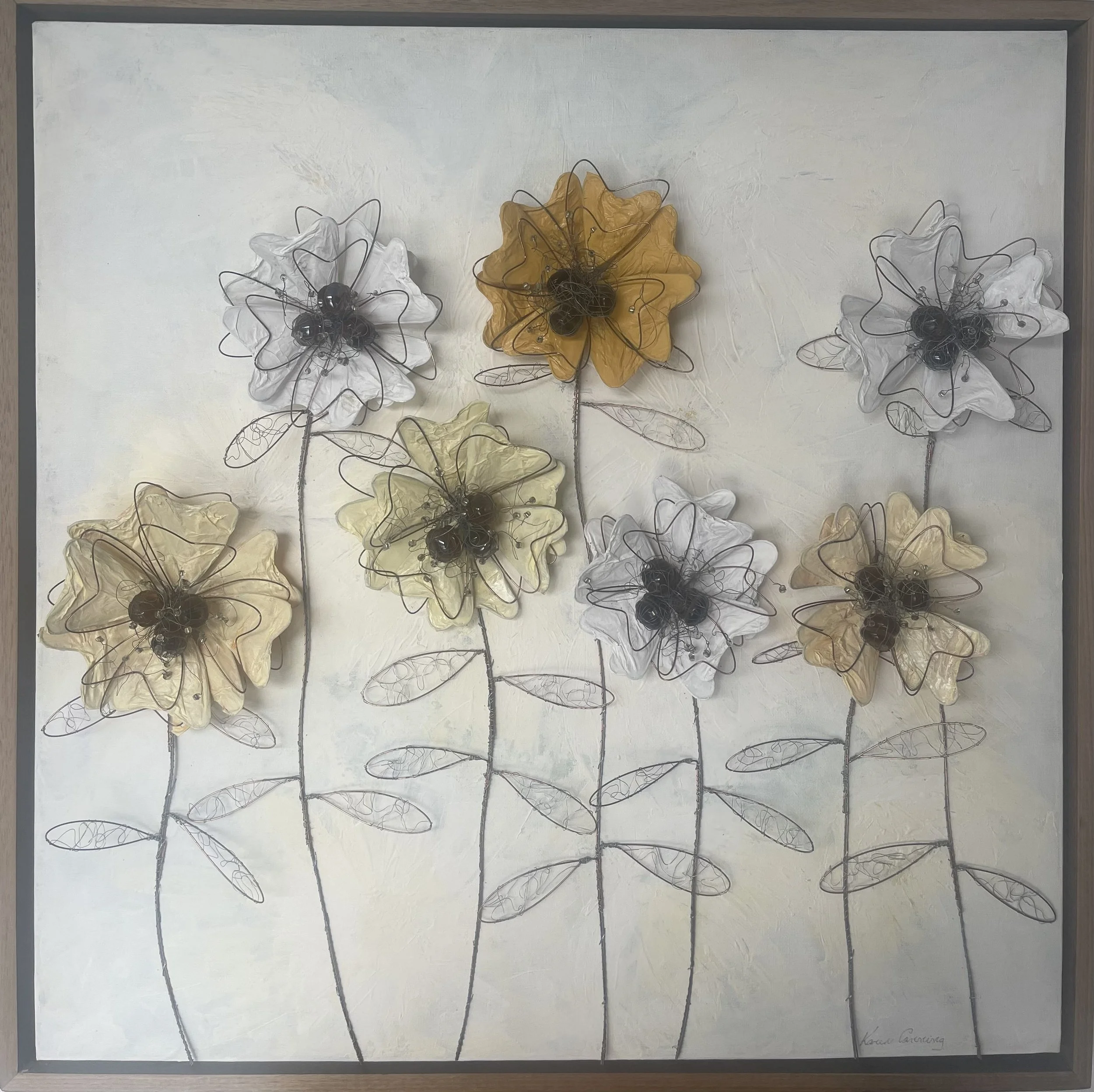 Wire and mixed media 3D flowers