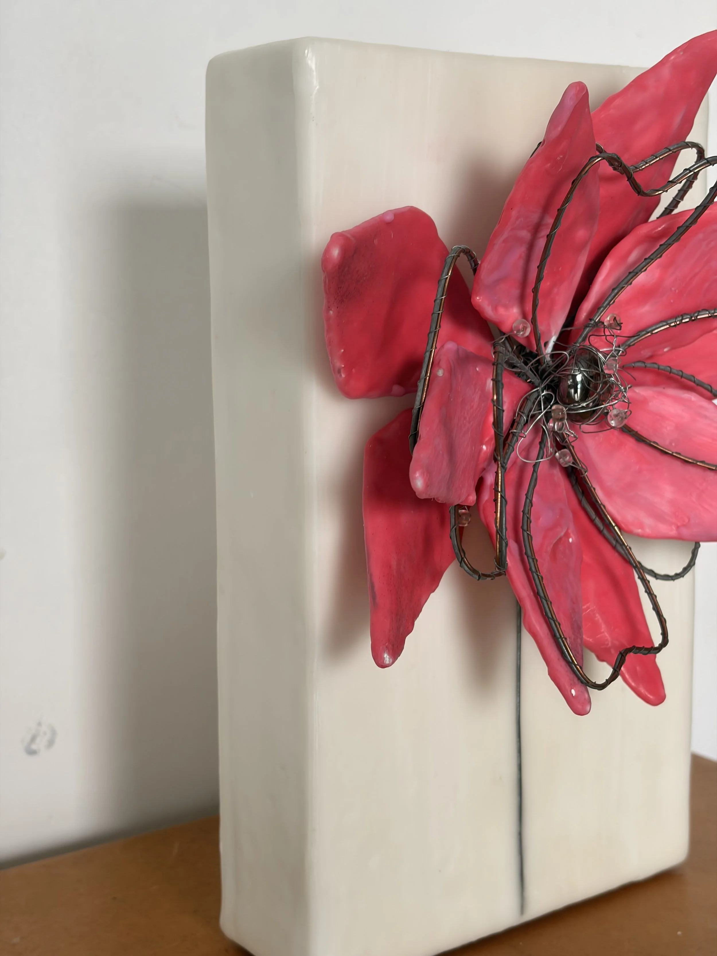 encaustic wax flower sculpture, handmade in Australia