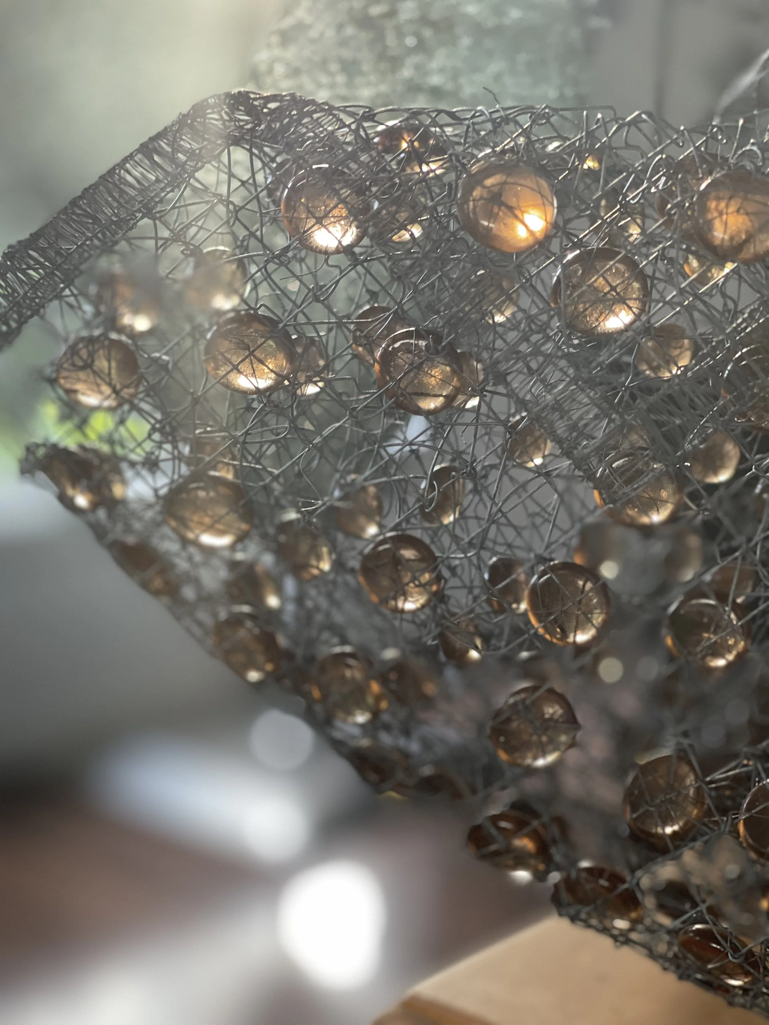 Wire Sculpture with Amber Beads