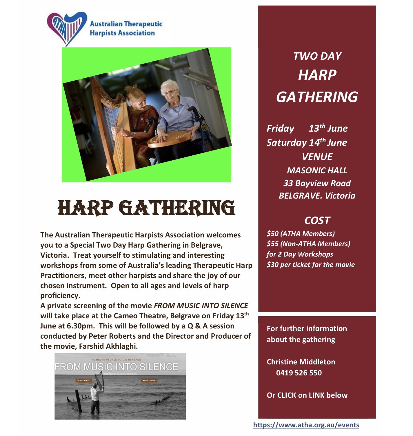 Australian Therapeutic Harpists Association Harp Gathering in Melbourne - June 12th to 14th 2025